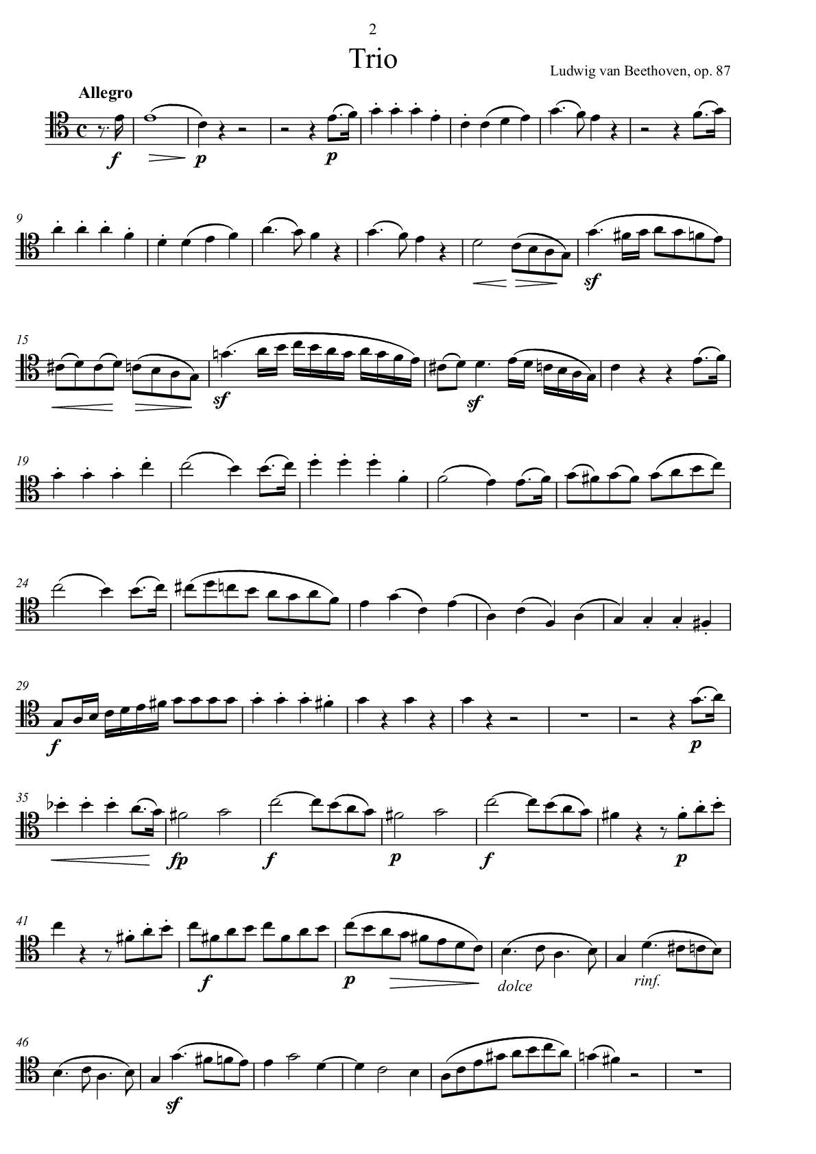 ベートーヴェン：3本のチェロのための三重奏曲 ハ長調 op. 87 – Atelier-Editionen Röhm
